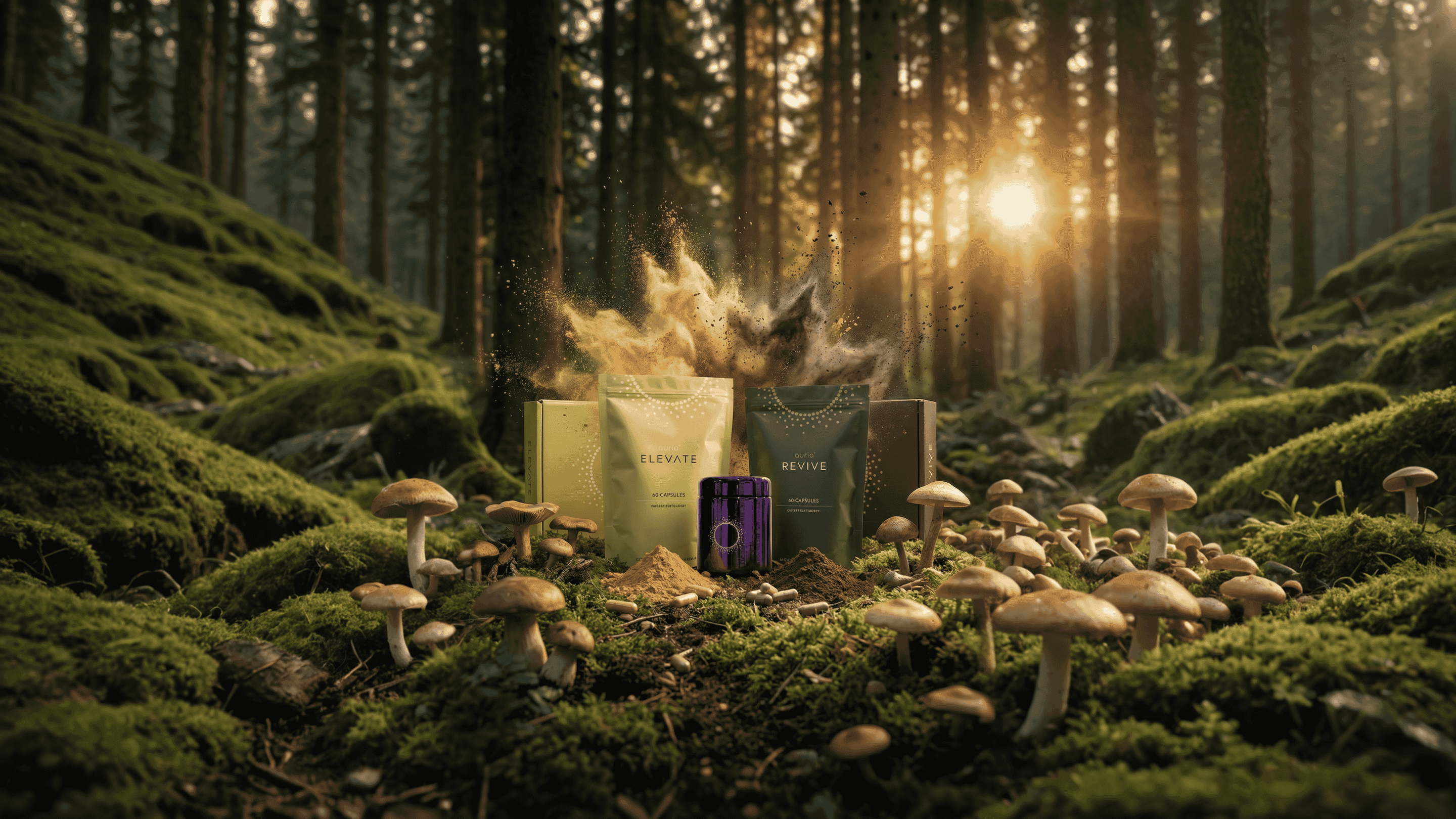 Fresh organic mushrooms - the foundation of Auria's science-backed nutrition